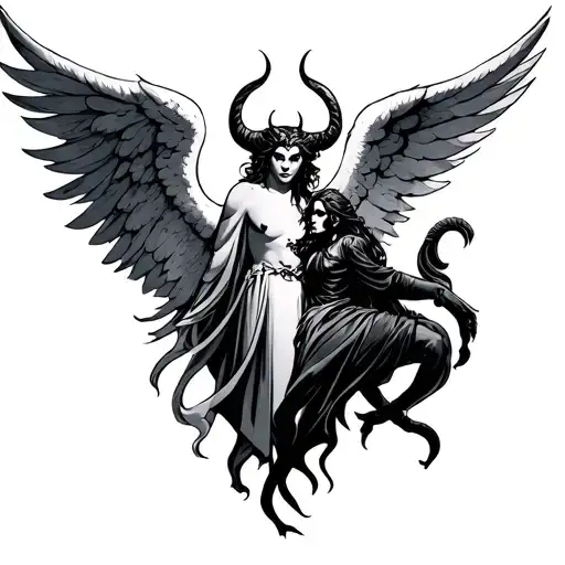 angel and devil tattoo design idea