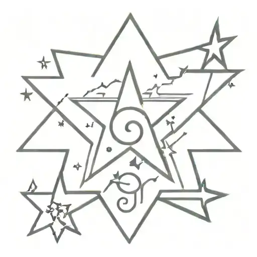 music, y2k style, y2k star tattoo design idea