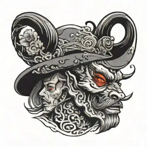 cowboy namakubi severed head tattoo design idea