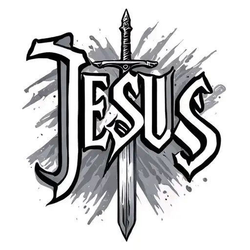 "Jesus" sword surrounded tattoo design idea
