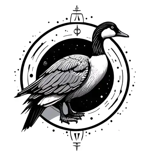 astral space themed goose  tattoo design idea