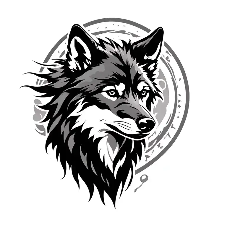 shadow wolf silhouette tattoo design idea