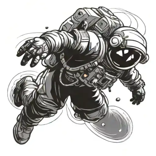 Astronaut floating in space tattoo design idea