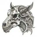 Horse skull with open jaw tattoo design idea