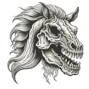 Horse skull with open jaw tattoo design idea