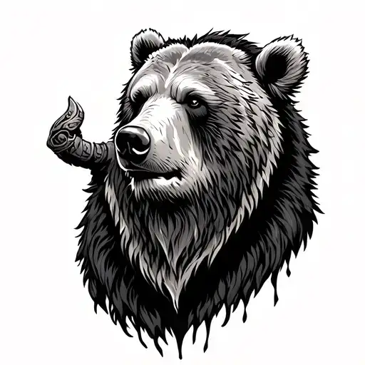 "Härjedalen" Viking and a Bear in Härjedalen tattoo design idea