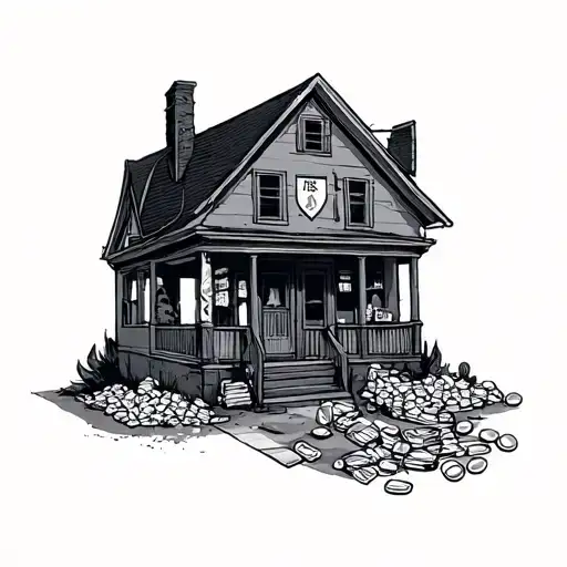 Trap House Drug Dealing Hustler and tattoo design idea