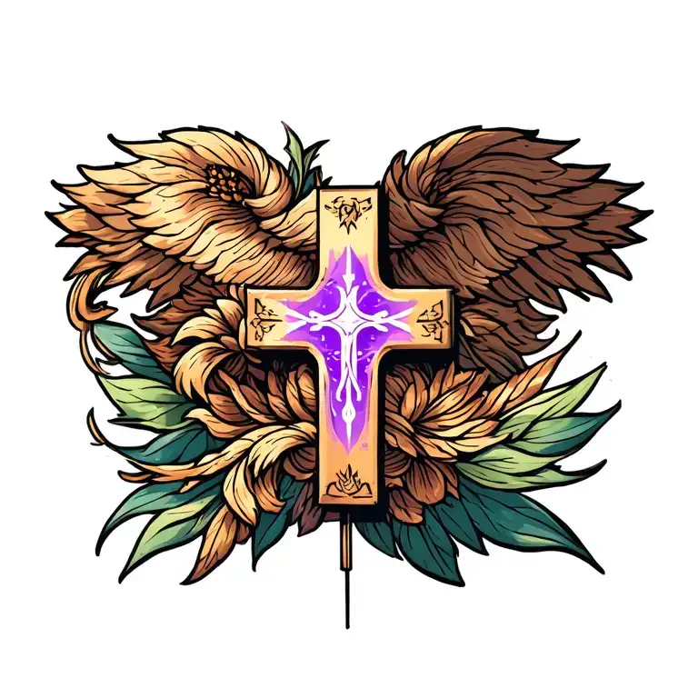 praise to the highest holy cross tattoo design idea