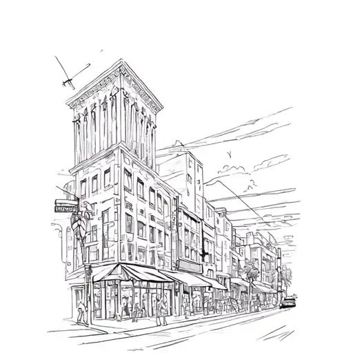 downtown long beach scene tattoo design idea