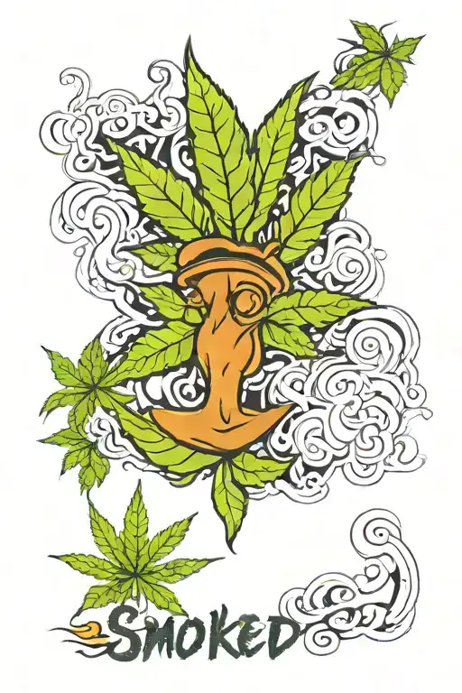 words smoked out 420 with a pot leaf tattoo design idea