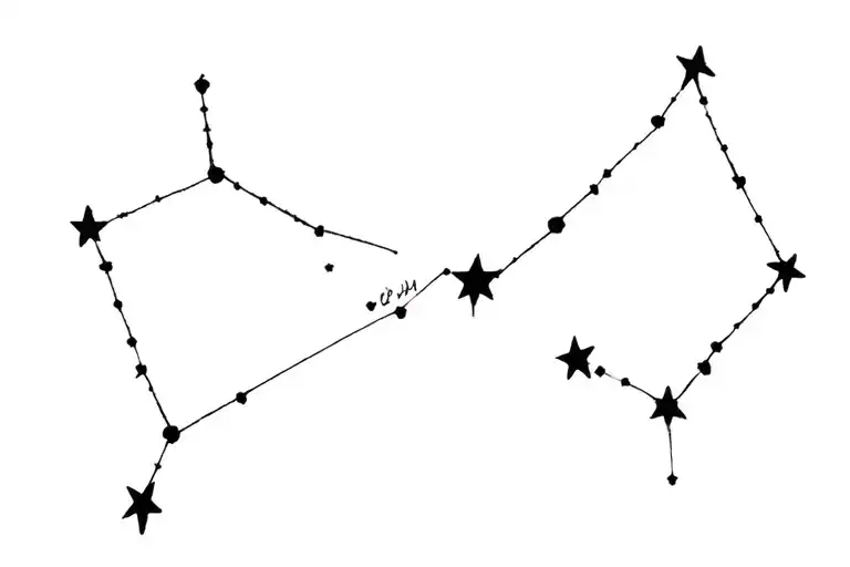 Constellations Leo and Libra, stars with a comet tattoo design idea