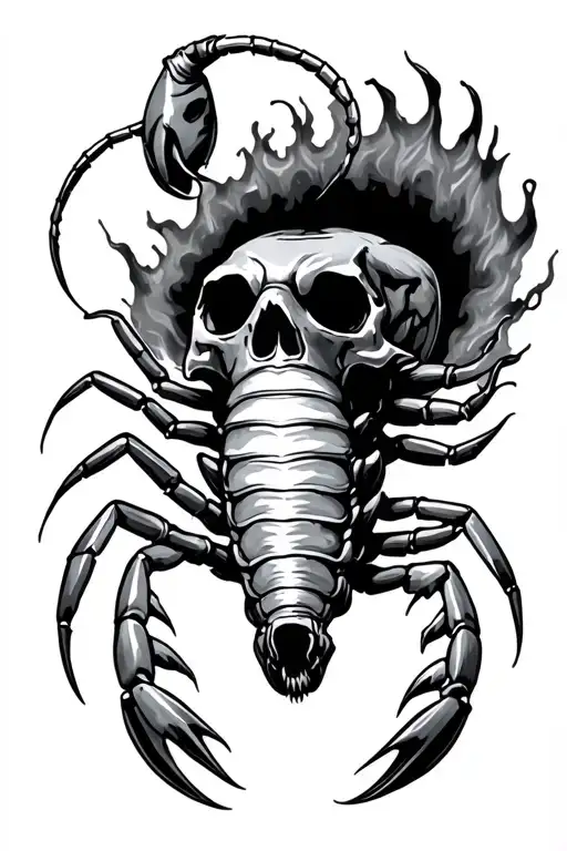 Scorpion coming out of the skull tattoo design idea