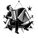 Accordion player surrounded by masonic symbols tattoo design idea