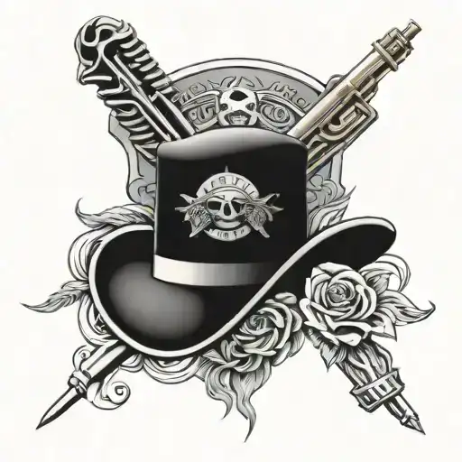 Arthur Morgans’s Hat and Guns N' Roses tattoo design idea
