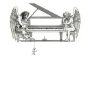 Piano and angel and demon tattoo design idea