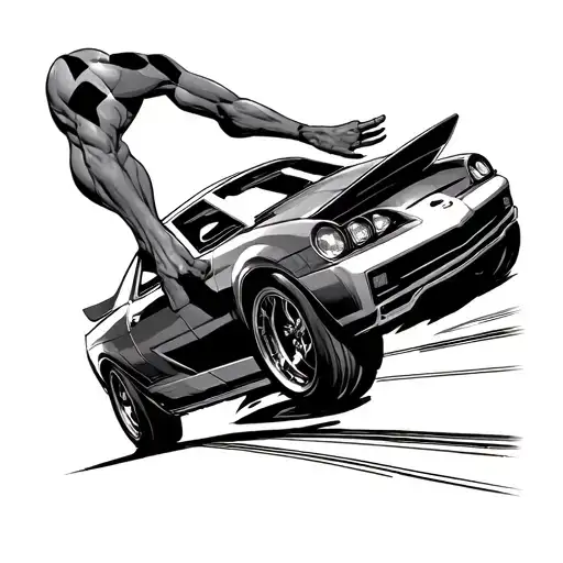 marvel vs dc comics legs driving tattoo design idea