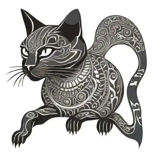 egyptian cat silhouette tattoo design idea