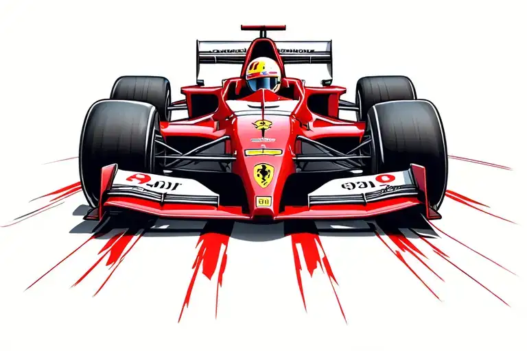 Ferrari F2002 F1 car driving tattoo design idea