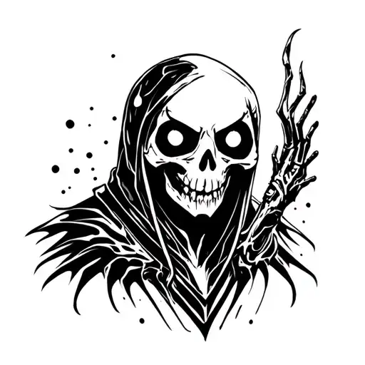 skeleton ghost assassin that's connected to the universe and has soul seeing eyes simple tattoo design idea