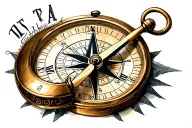compass and clock tattoo design idea