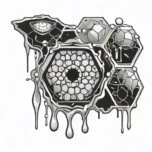 the words Shali Vonne wrapped around a dripping honeycomb background leading tattoo design idea