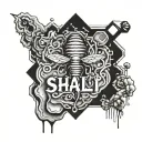 the words Shali Vonne wrapped around a dripping honeycomb background leading tattoo design idea
