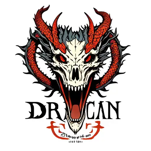 "Dragon Clan" dragon skull tattoo design idea