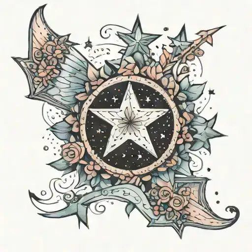 and I miss you but I miss sparkling stars tattoo design idea