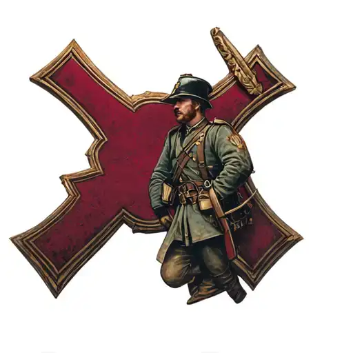 Burgundy Cross and Soldier of the Third Flanders tattoo design idea