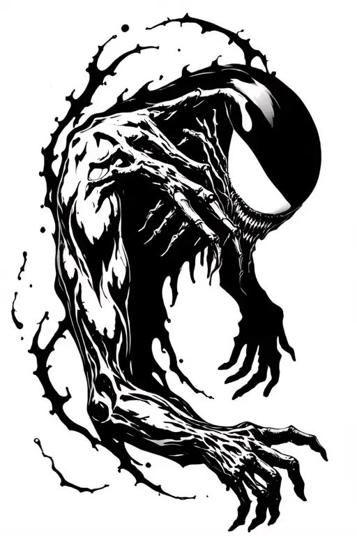 symbiote goo consuming arm tattoo design idea
