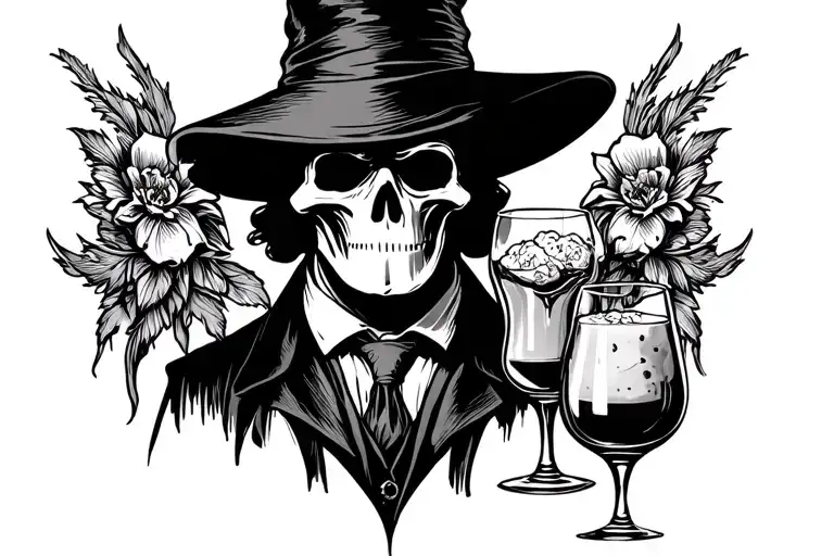 a plague doctor in bartender tattoo design idea