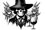 a plague doctor in bartender tattoo design idea