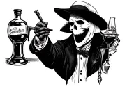 a plague doctor in bartender tattoo design idea