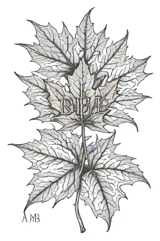 Canadian maple leaf with initials intertwined representing AB and MB tattoo design idea