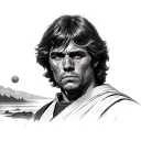 Luke skywalker looking into sunset sky tattoo design idea