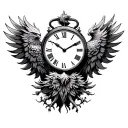 Phoenix and time clock tattoo design idea