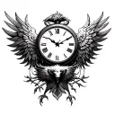 Phoenix and time clock tattoo design idea