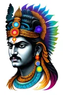 shiva trishul with 7 chakras intertwined with elements tattoo design idea