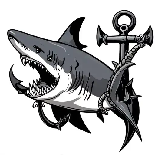 traditional shark and anchor tattoo  tattoo design idea