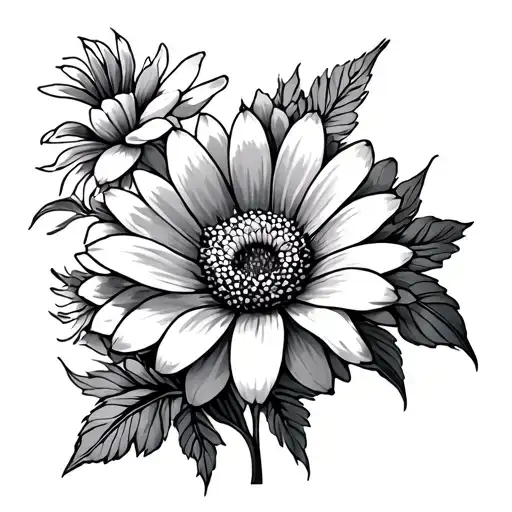 Cosmos And Chrysanthemum tattoo design idea