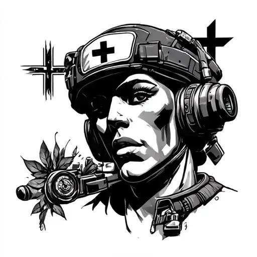medhead with combat medic vibes tattoo design idea