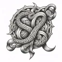 Lucky number 7 intertwined tattoo design idea