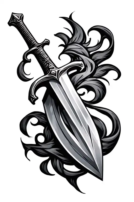 Double-edged Arabic sword tattoo design idea