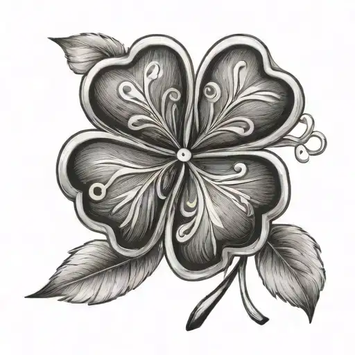 5 leaf clover tattoo design idea
