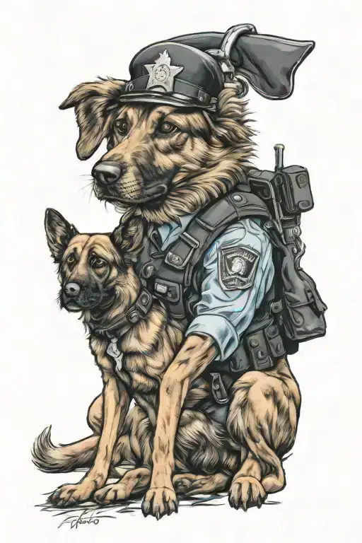 st. micheal holding police k9 tattoo design idea