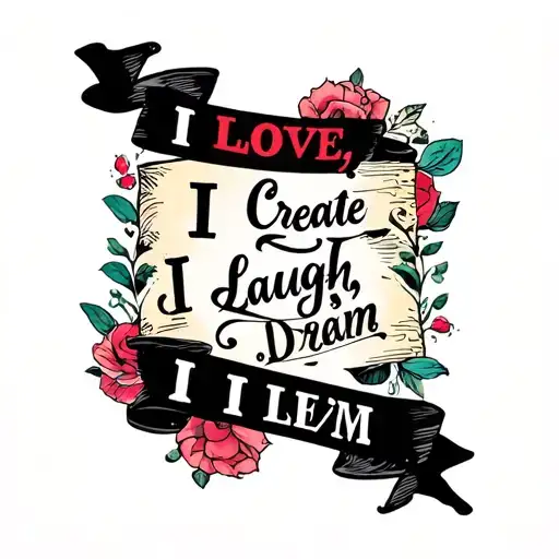 I love, I create I laugh, I dream - I live tattoo design idea