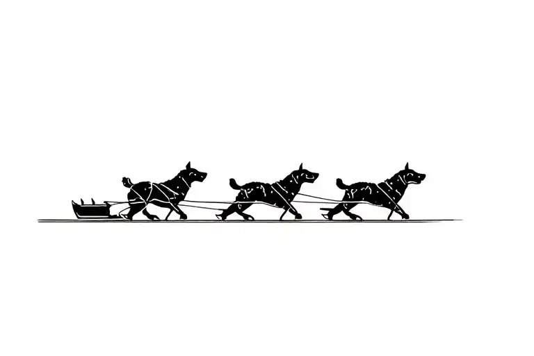 dogsled team  tattoo design idea