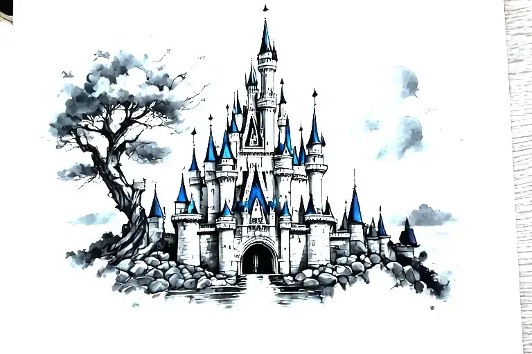 disney castle tattoo design idea