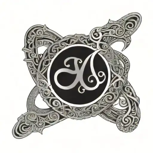 infinity symbol with a gemini sign and the names Ja'Hari and D'Mari tattoo design idea