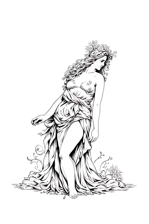 Aphrodite the goddess of love clothed full body tattoo tattoo design idea